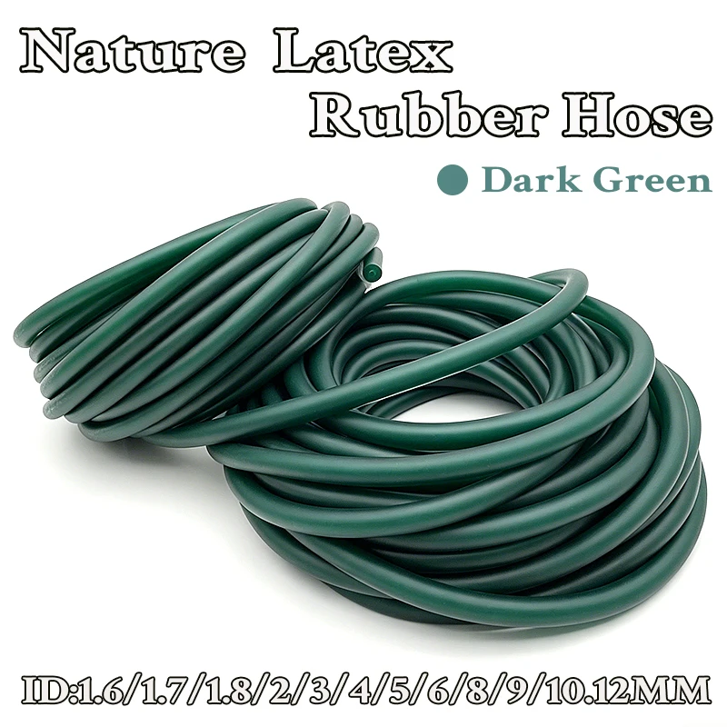 Dark Green Natural Latex Tube ID 1-8mm, High Elastic Anti Aging, For Industrial Use & Medical Tourniquet