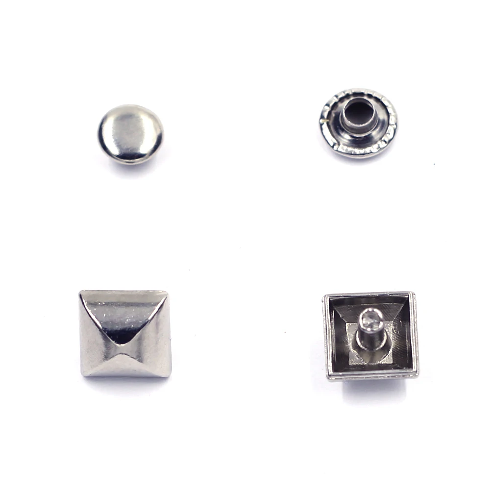 

250 Sets Silver Tone Square Pyramid Metal Decorative Spike Garment Rivet Studs Spots Fit Sewing Clothes Bags Shoes Findings 9mm