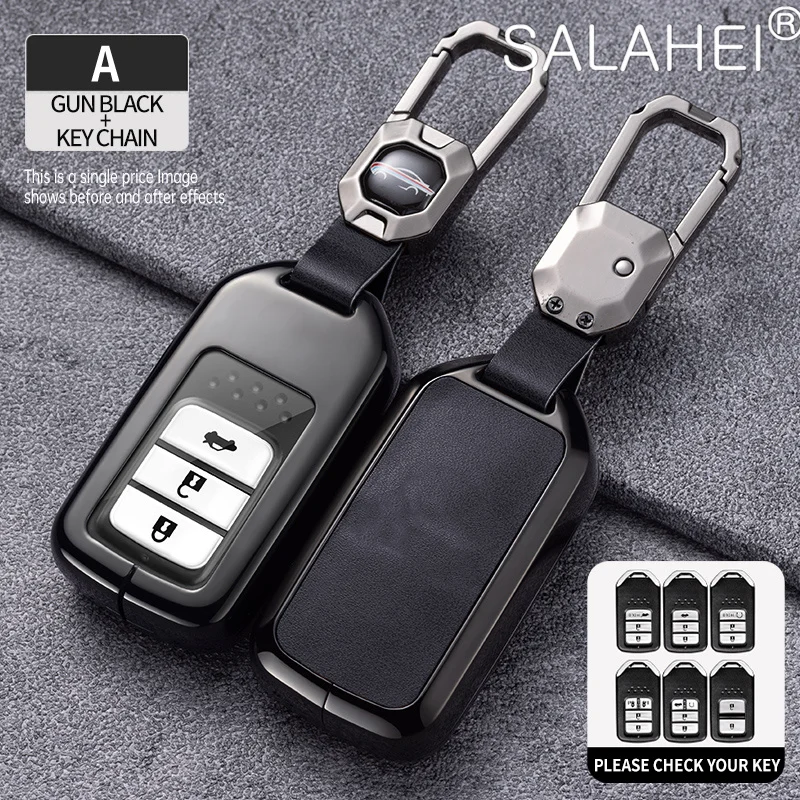 

Alloy Leather Remote Car Key Cover Case Shell For Honda Civic City Accord CRV CR-V Odyssey Vezel Jade Crider Fit Accessories