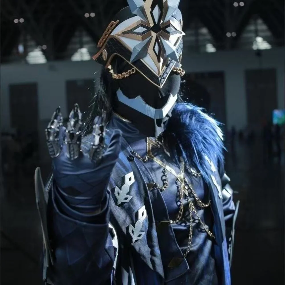 Juego Genshin Impact The Captain máscara de Cosplay Capitano Eleven Fatui Harbingers accesorios de juego Natlan fiesta de Halloween mujeres hombres iCoser