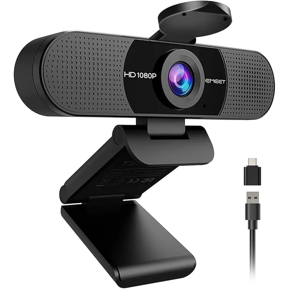 

Free Shipping1080P Webcam with Microphone, C960 Web Cam, 2 Mics, 90° FOV, USB Type-A & A-to-C Adapter, Plug&Play Computer Camera