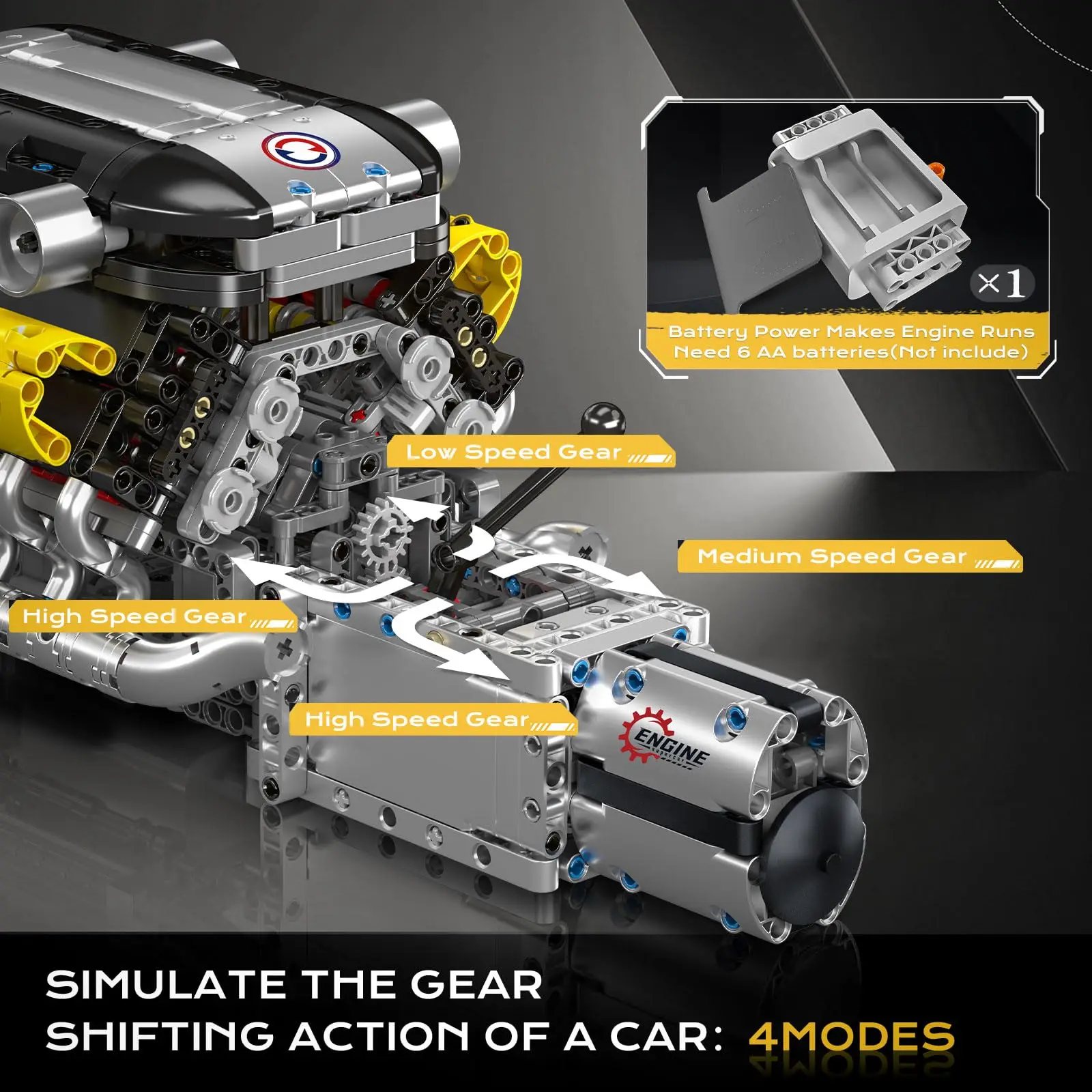 Mold King 10202 1260 Stuks Lambo V12 Motor Building Kit Model MOC Engeering Motor STEM Bouwstenen Speelgoed voor Kinderen volwassenen Geschenken