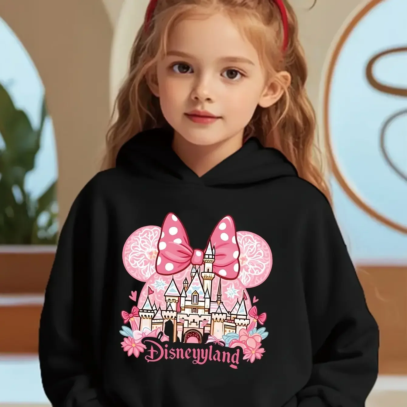 

Disney Cute Girl Clothes Pink Castle Kawaii Cartoon Children's Clothes Warm and Comfortable Girls Boys' Sweaters in Winter