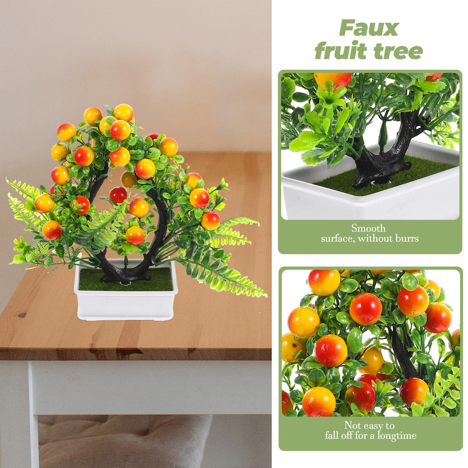 

Simulation Fruit Bonsai Realistic Artificial Potted Plant For Home Office Decor Tabletop Indoor Outdoor Desktop Greenery