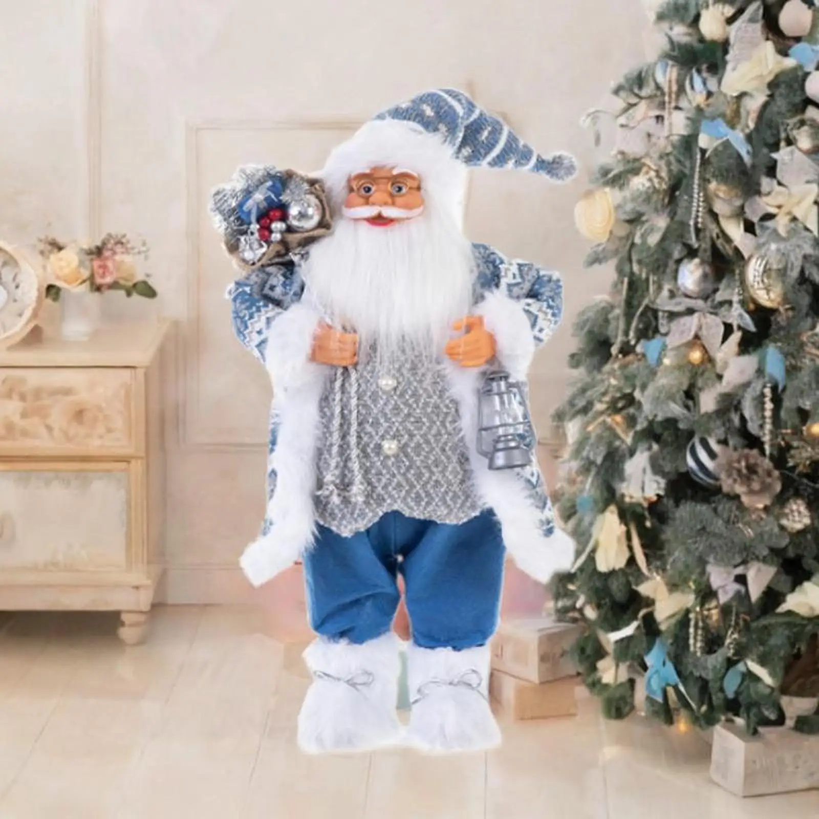 

Santa Claus Figurine 23.6" Tall Standing Santa Claus Figurine Christmas Standing Santa Figure for Desktop Party Home Shop Shelf