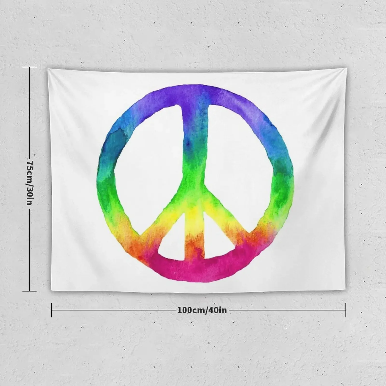 Watercolor Rainbow Tie Dye Peace Sign Tapestry Home Decor Aesthetic Wall Coverings Cute Room Things Wall Art Tapestry