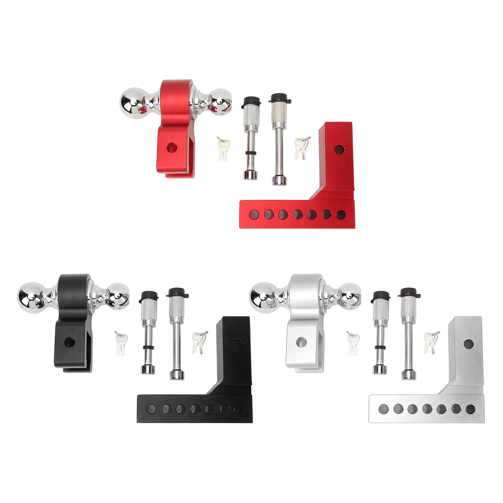 Adjustable Trailer Hitch 6in Drop Rise 12500LBS Capacity Stainless Steel for 2in Heavy Truck GTW Traction Hook Receiver