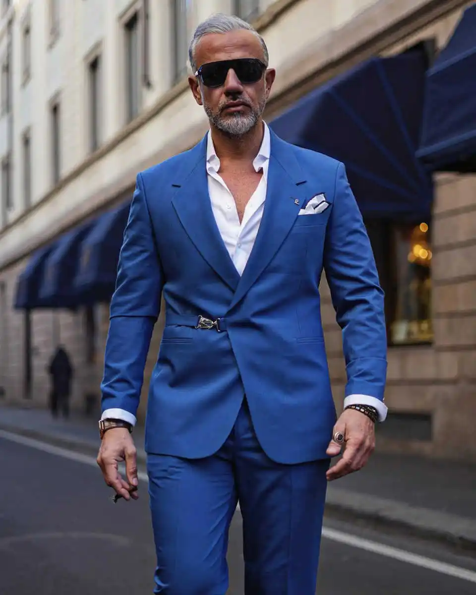 Abiti da uomo formali 2 pezzi con un bottone risvolto tinta unita blazer pantaloni occasioni giacca personalizzata taglie forti matrimonio casual sposo