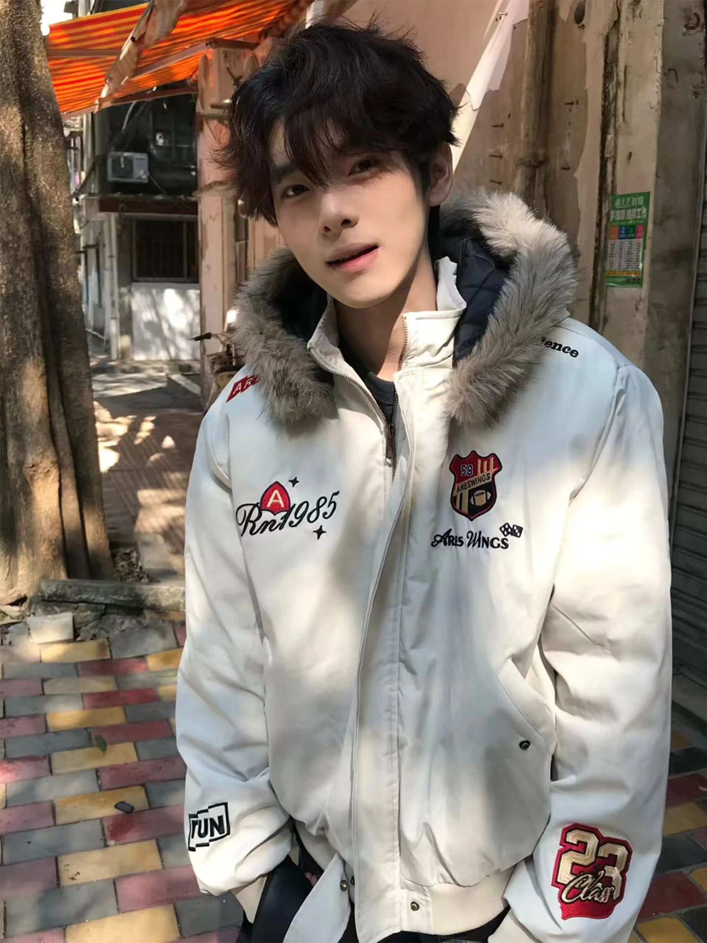 

Утепленная зимняя хлопковая куртка для мужчин в стиле хип-хоп с вышивкой, теплая, с капюшоном, на молнии, с длинными рукавами, Cleanfit