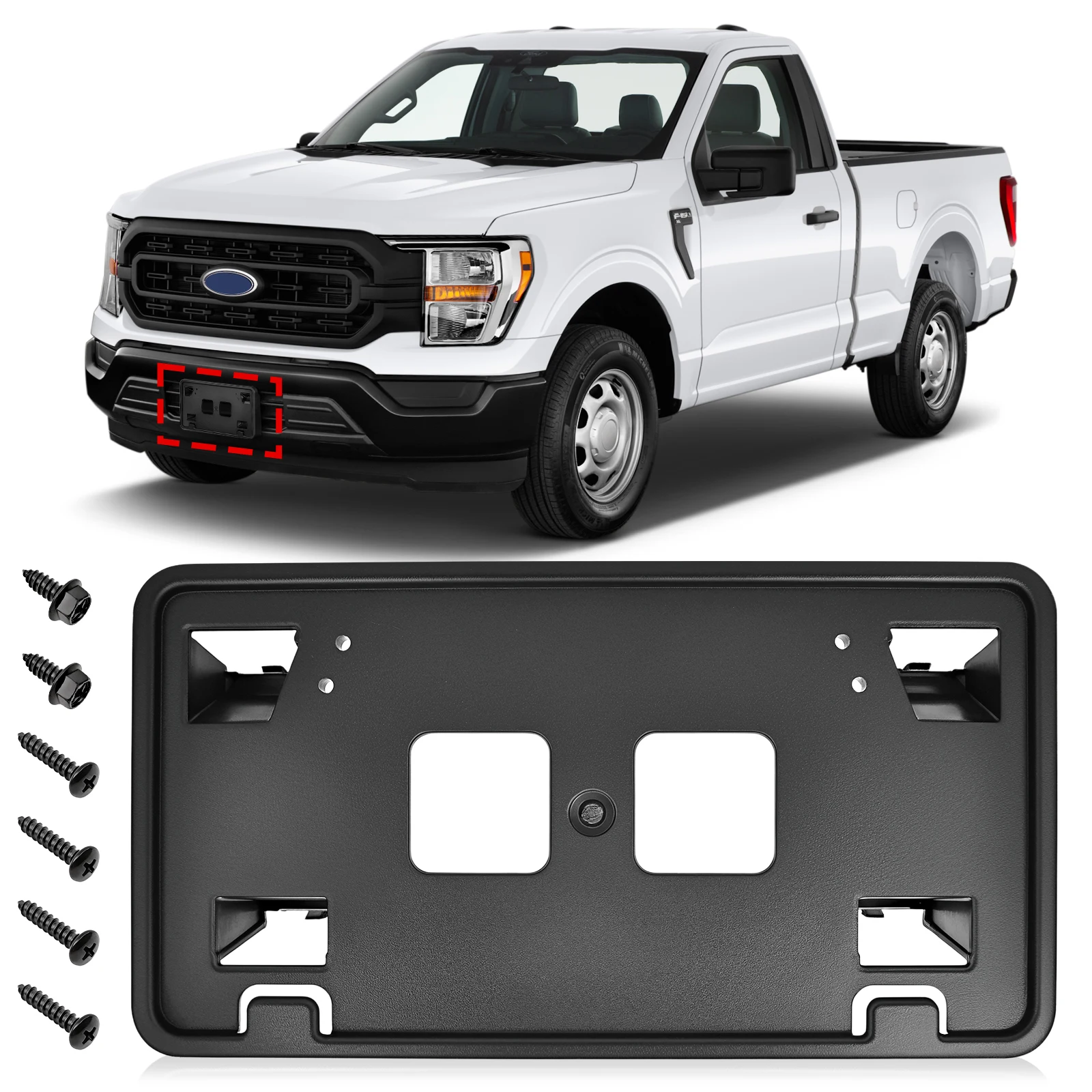 

Front Bumper License Plate Frame Bracket ML3Z17A385AB Compatible with Ford F150 2021-2023 ML3Z-17A385-AB License Plate Frame