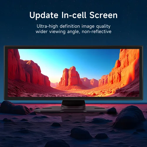 Imagen 2 del producto Reproductor de vídeo Multimedia con pantalla táctil IPS de 11,26 pulgadas, portátil, 4K, DVR, inalámbrico, CarPlay, Android, Auto, grabadora de conducción de doble lente