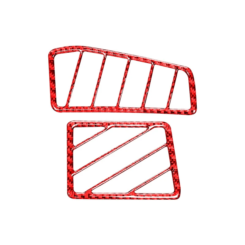 for Dodge Challenger 2008-2014 Car Accessories Carbon Fiber Dashboard Defogging Air Vent Cover Panel Trim Sticker, Red