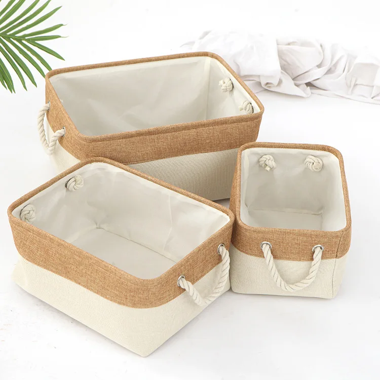 Cotton and Linen Foldable Storage Basket for Sorting and Organizing Miscellaneous Items Storage Baskets Woven Basket