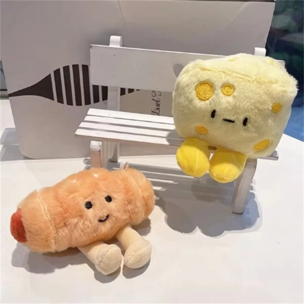 محاكاة الخبز أفخم قلادة لعبة الكرواسون الجبن محشوة أفخم دمية المفاتيح رقيق لينة حقيبة سحر Ornmant هدية عيد ميلاد