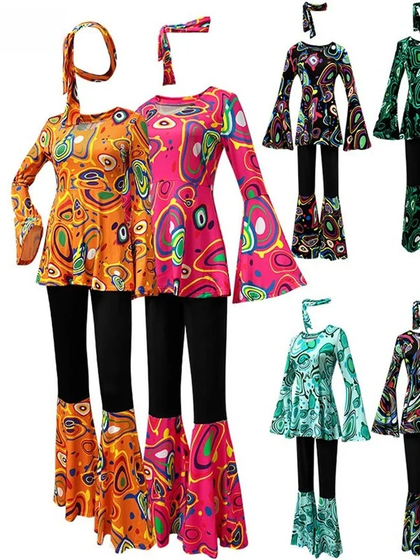 

loween New Sle 70s Retro Hippie Disco Dance Costume Indian Primitive Native Performance Outfit Women's Ethnic Stage Clot...