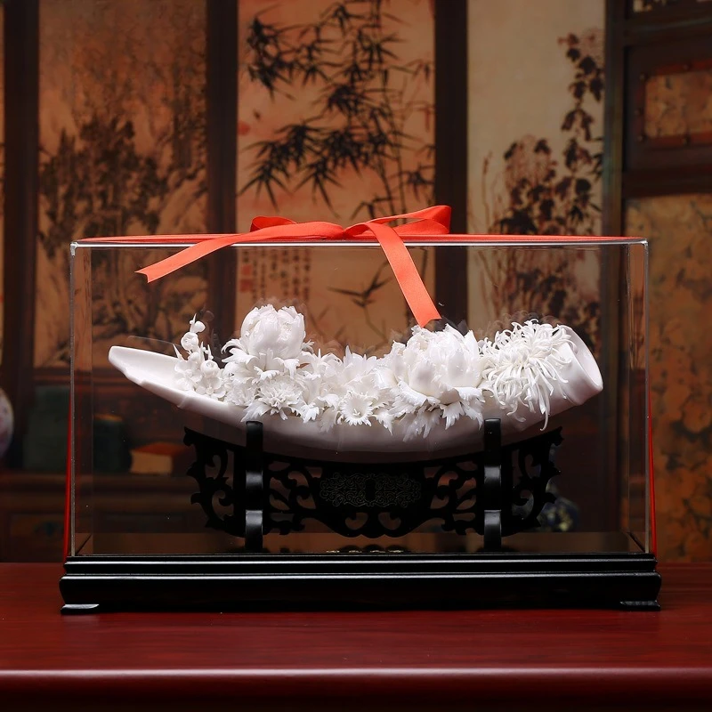 White porcelain handmade flower ornament artwork ceramic handicraft home decoration