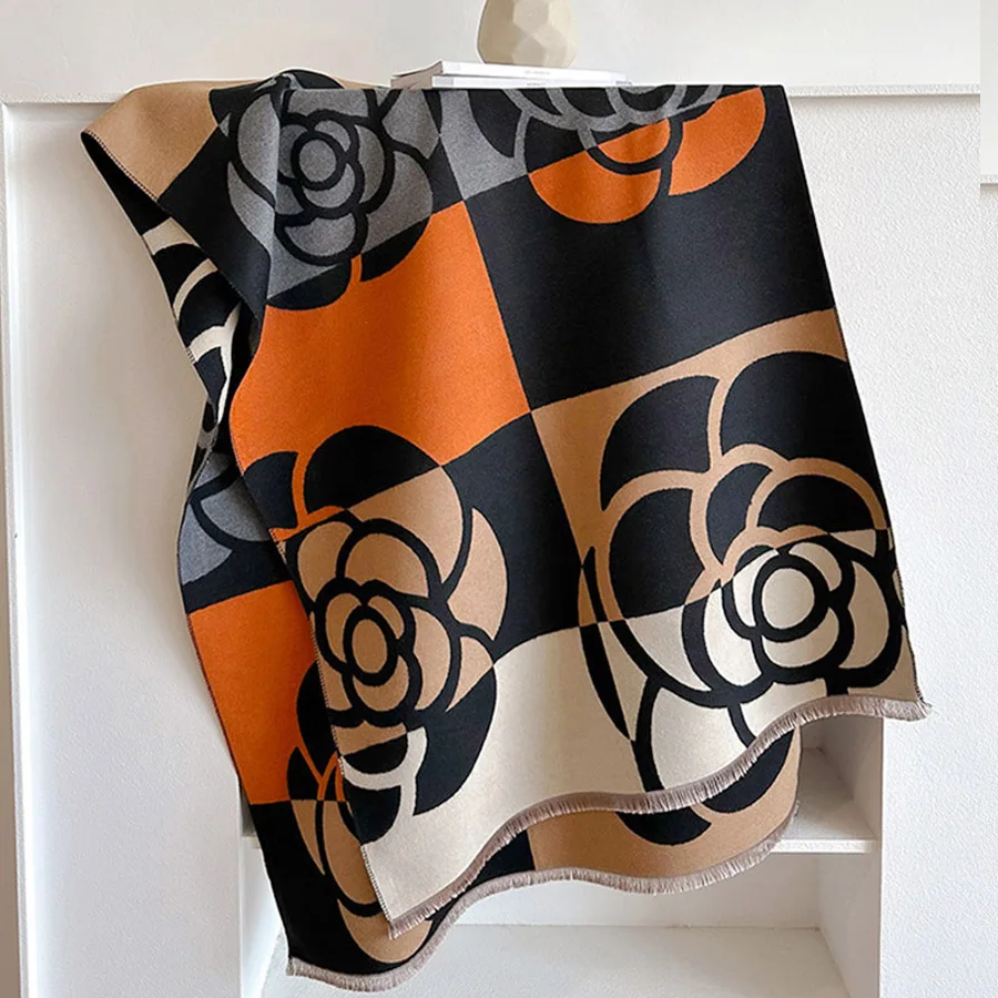 

Fashion Colorful Contrasting Color Women's Scarf Long Style Shawl Big Size Warm Ladies Imitation Cashmere Wraps Pashmina Winter