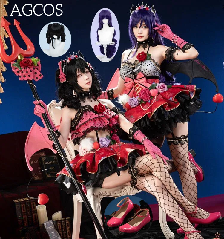 AGCOS Lovelive Little Devil Awakens Nico Yazawa Tojo Nozomi Cosplay Costume Woman Lovely Roleplay Uniforms Dress Sets Cosplay