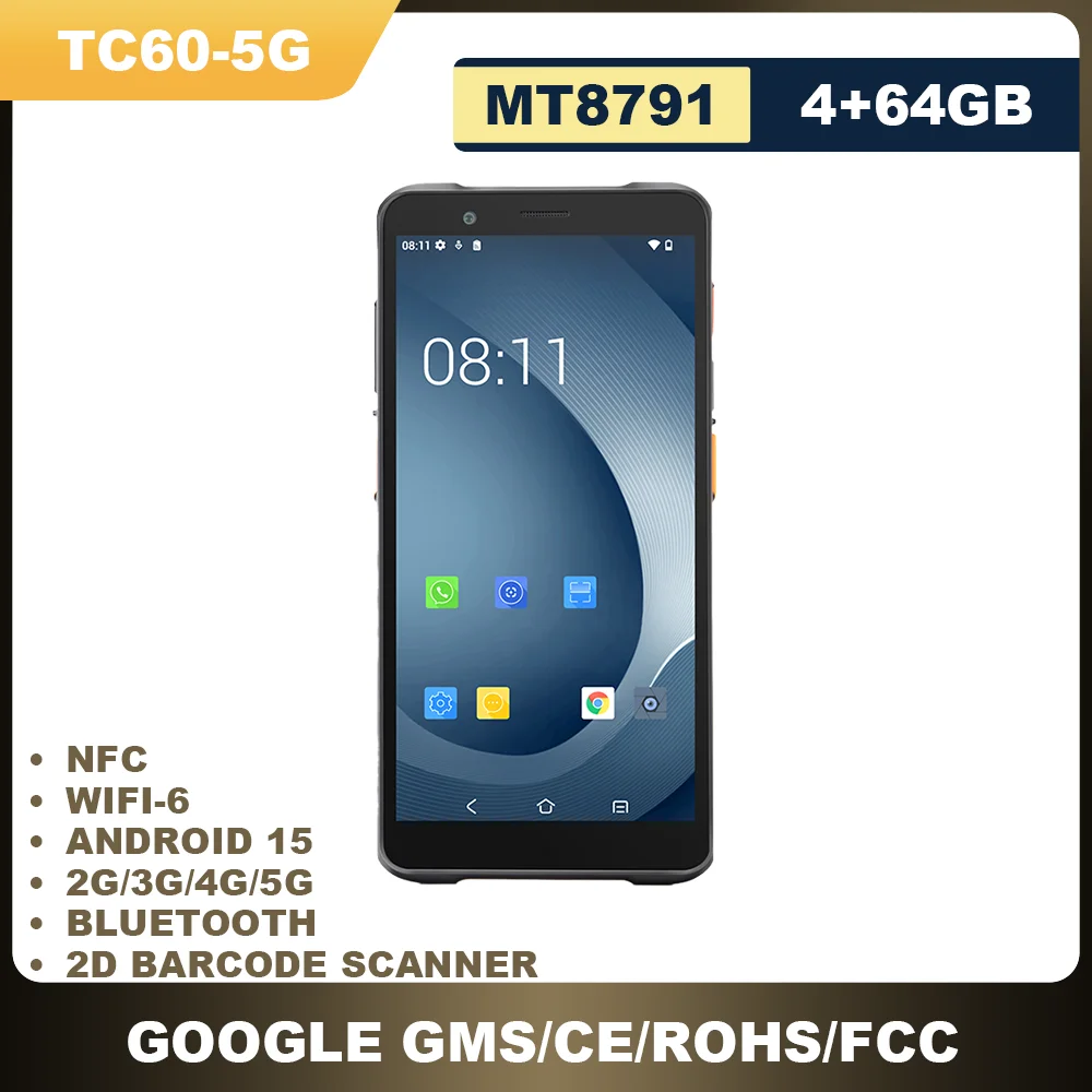 T60-5G 5G WIFI-6 Mobile Handheld Computer Android 15 Data Terminal Barcode Scanner PDA 6