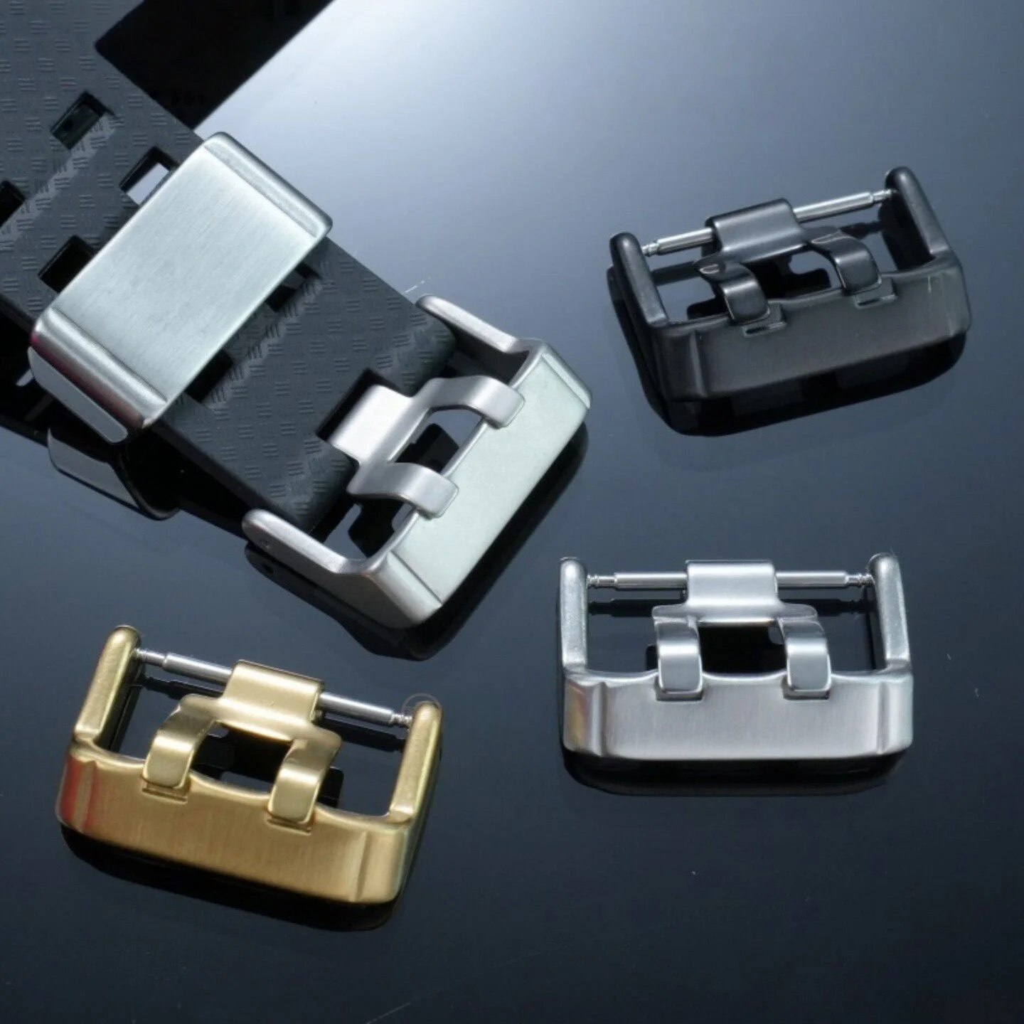 

For Casio Silicone Strap Stainless Steel Buckle Stainless Steel Needle Buckle Steel Color Black Gold Strap Buckle Head 22mm