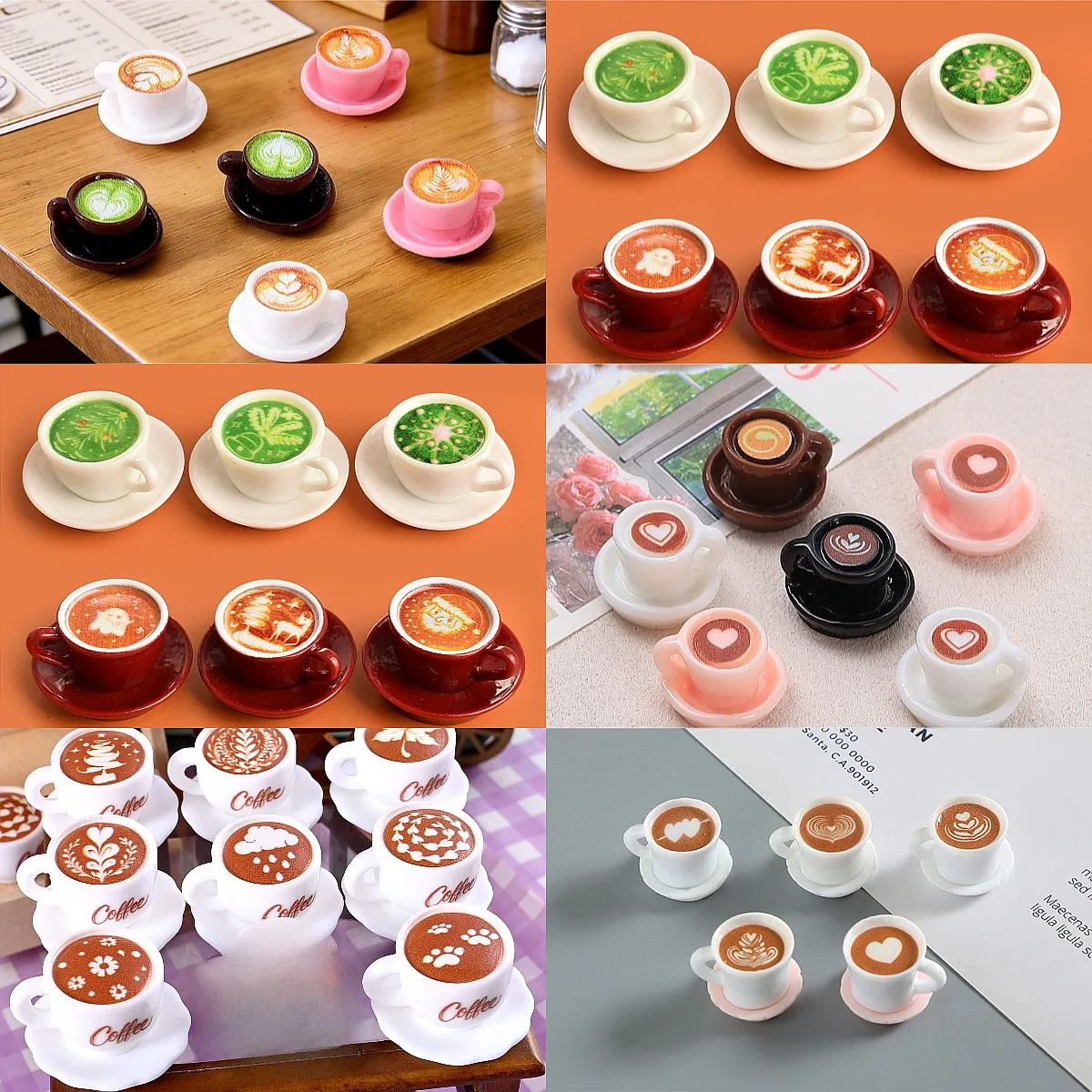100pcs Mini Resin Simulated Coffee Cup Dollhouse Decor Tiny Ornaments Wholesale DIY Accessories for Keychain Jewelry Craft