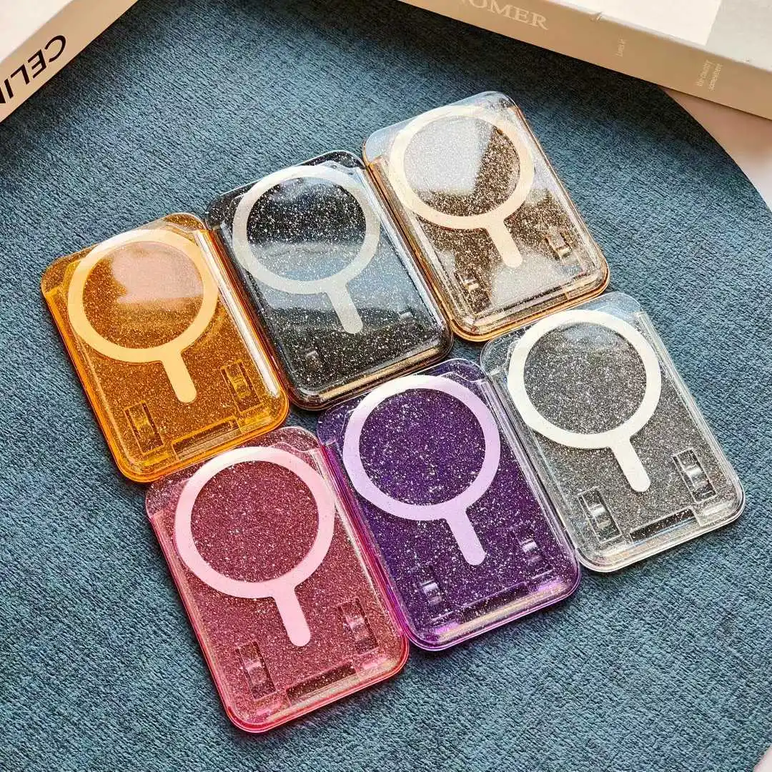 Pour MagSafe magnétique brillant portefeuille porte-carte attrayant pour Samsung S26 S25 Ultra Plus FE Edge pour IPhone 17 16 Pro Max étui