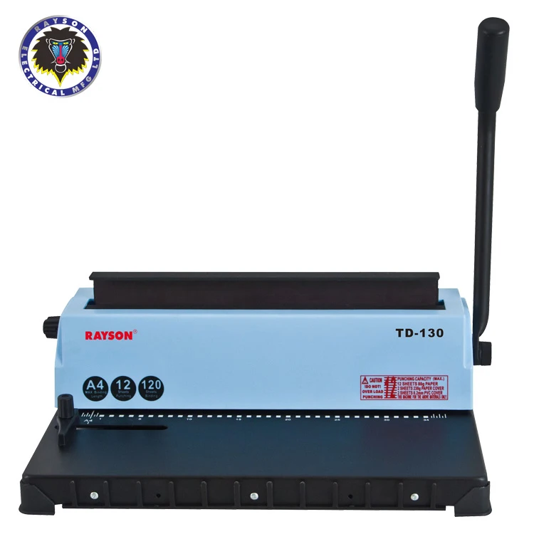 Customizable Factory 34 Square Holes Puncher RAYSON TD-130 Manual 3:1 Binder Punch 12 Double Wire Book Binding Machine