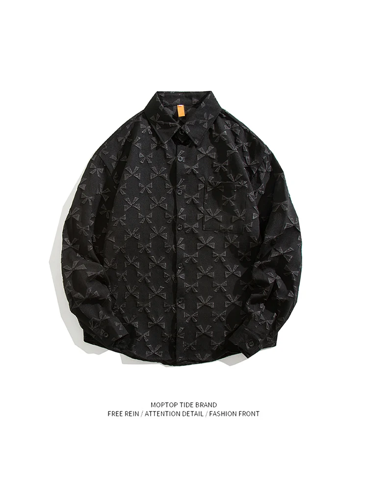 

Повседневная мужская длинная све irt Hong Kong Sle Street Faion, свободная посадка, универсальная, молодежная трендовая, из полиэфирного волокна