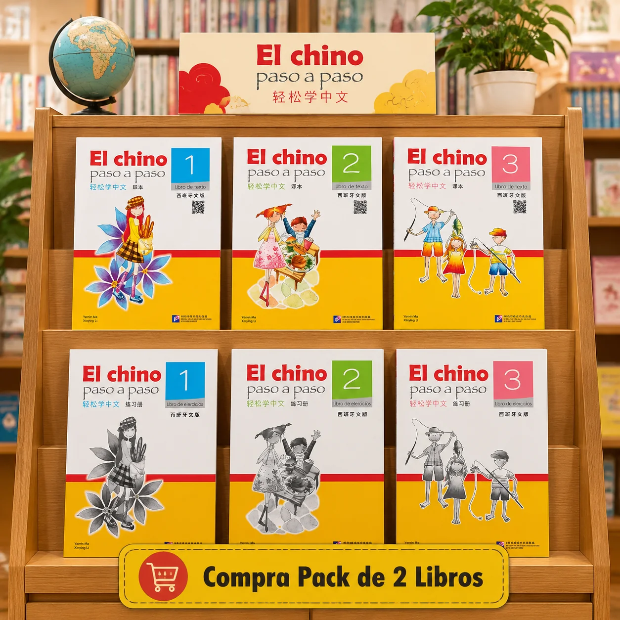 Chinese Step-By-Step Chinese Learning Set of 2 Books for Beginners to Learn Chinese from Scratch for Spanish Speakers from 6 to