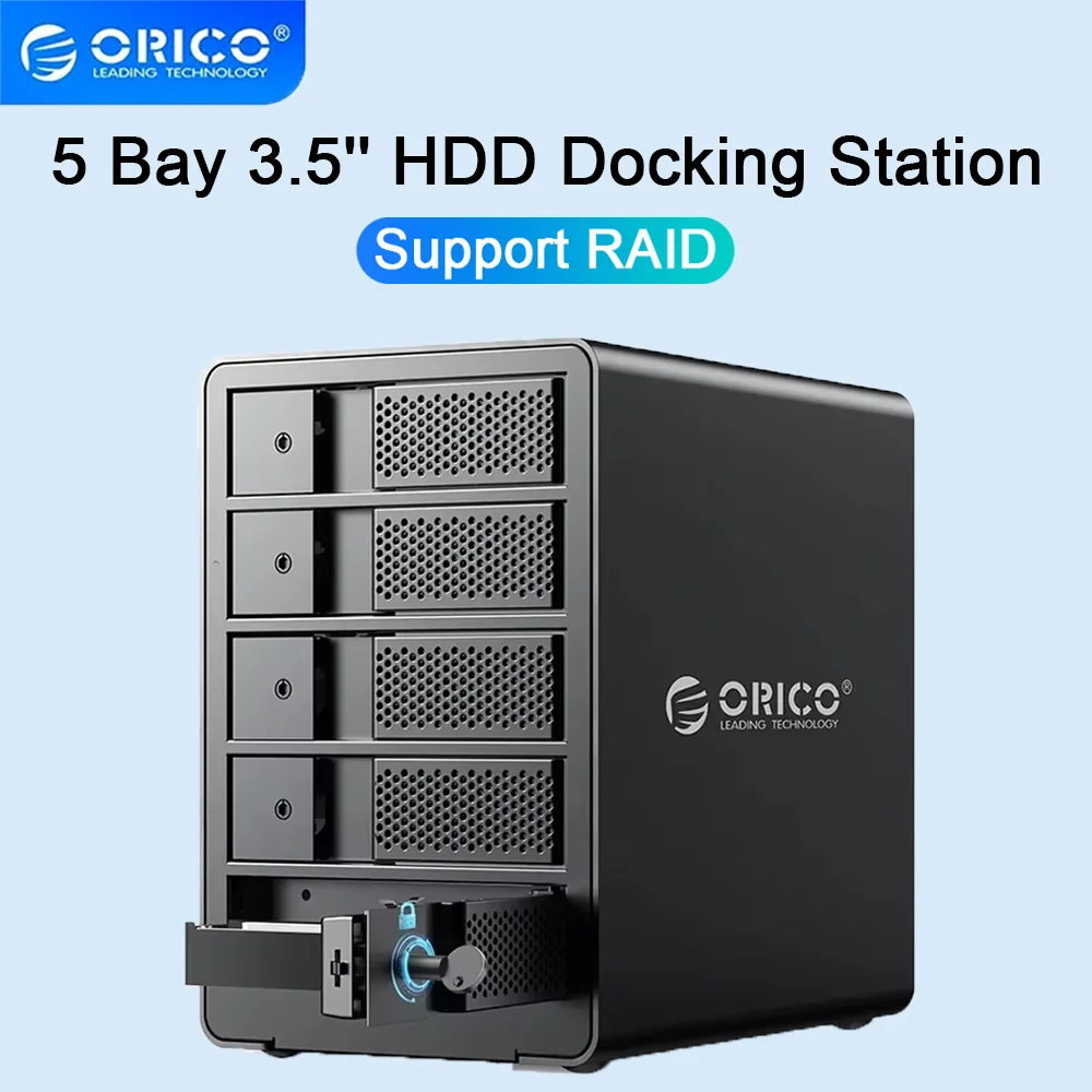 

ORICO 5 Bay RAID External HDD Enclosure Aluminum Hard Drive Docking Station with 150W Internal Power Supply for 3.5" SATA HDD