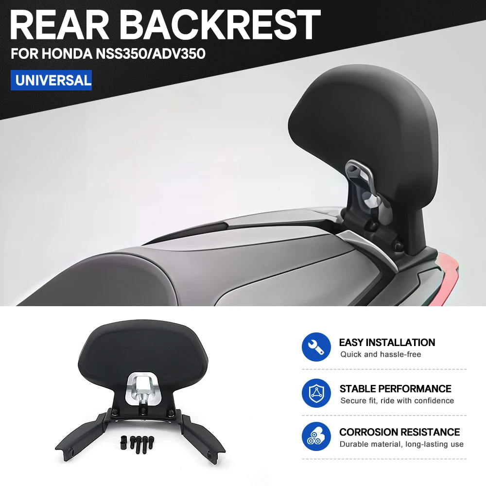 For Honda Forza NSS350 ADV350 2023-2026 Motorcycle Alloy Rear Passenger Seat Backrest Cushion Back Rest Pad Suitable
