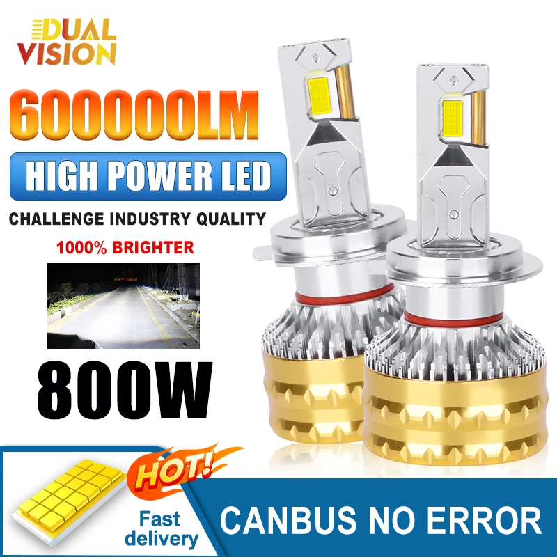 

Dualvision 2PCS Car Headlight Bulbs H7 LED CANBUS H1 H4 H11 H8 HB4 HB3 9005 9006 9012 Led 30PCS 9570 CSP Chip Auto Fog Lights