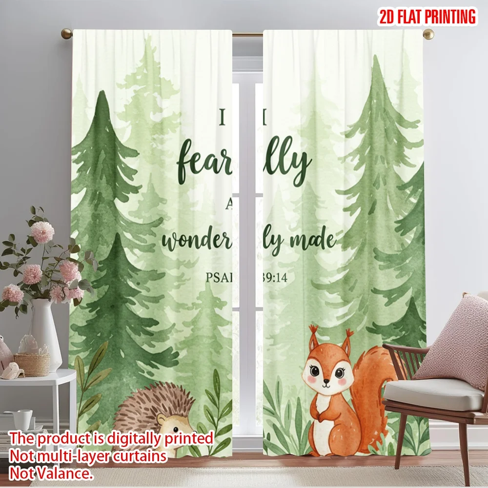 

2pcs 2D flat printing Curtains Fearfully Wonderfully Made Psalm 100% Polyester Without Electricity Party Decorations Perfect for