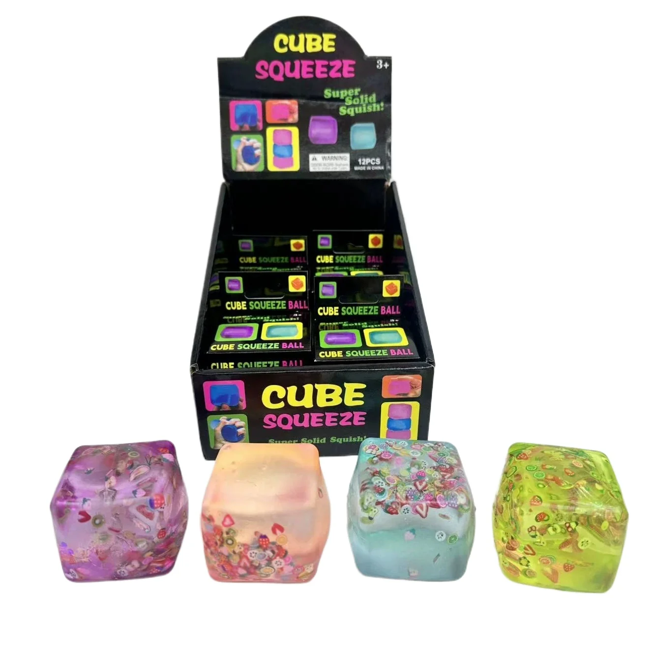 

12pcs/Full Case 5cm Maltose Fruit Cube Squishy Toy Blind Box, Slow Rising Stress Relief Decompression Fidget Wholesale