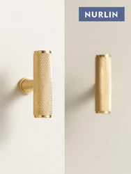 Nurlin Knurled Solid Brass British Brand Furniture Drawers Door Pull Room Cabinet Knobs Tbars Handle Classic Hot Seller