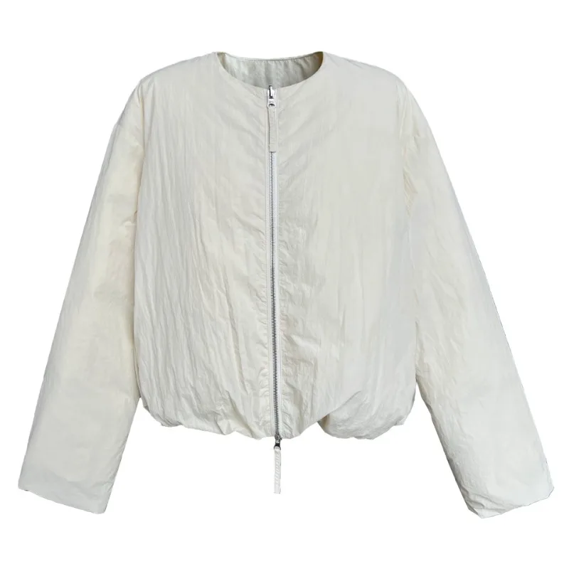 Round Neck Cropped Bread Padded Jacket Women's Winter 2025 New Korean Version Baseball Jacket Jacket Top