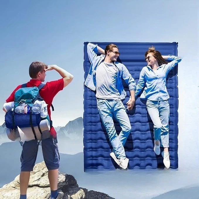 

Double pull belt thickened 12CM sleeping mattress camping inflatable camping mattress light