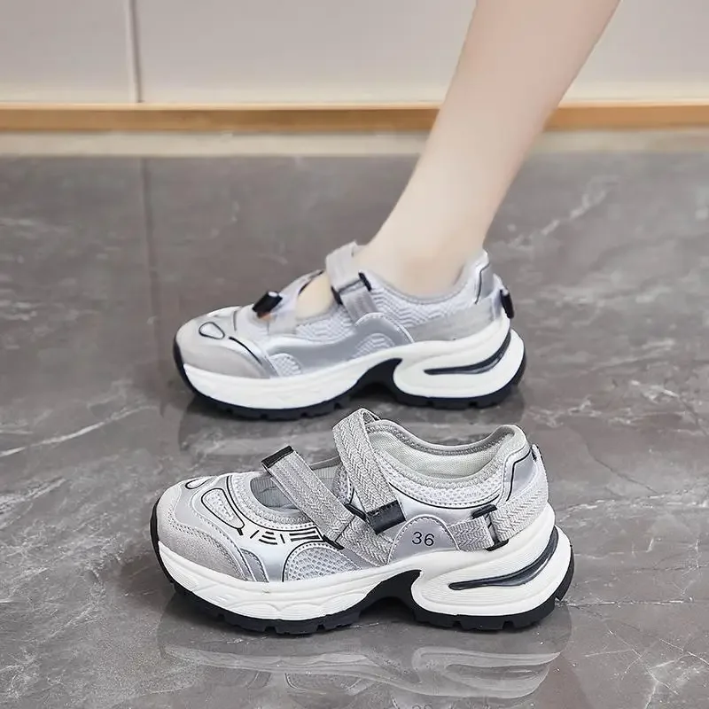 Dad Shoes Women's Shoes 2024 New Summer Thin Platform White Shoes Height Increasing Breathable Tenis Sports