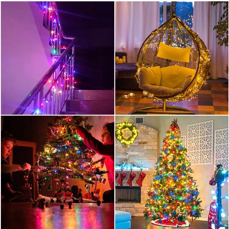 Waterproof LED Christmas Fairy String Lights White Warm RGB Lighting For Curtain Wedding Party Indoor Outdoor Home Decoration