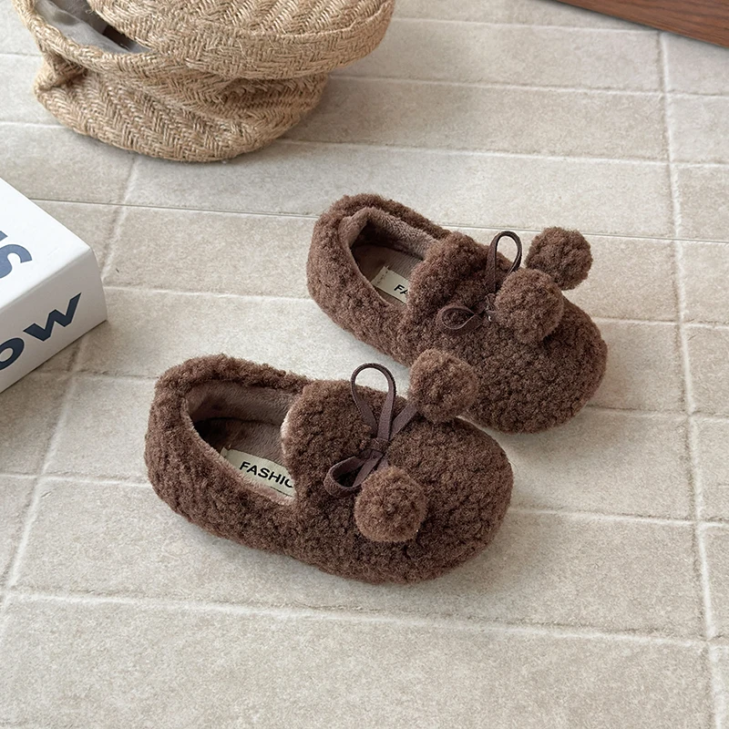 أحذية أطفال شتوية جديدة لعام 2025 أحذية قطنية دافئة للفتيات أحذية شعر لطيفة بخطوة واحدة أحذية ناعمة من الأسفل مضادة للانزلاق خفيفة الوزن #3