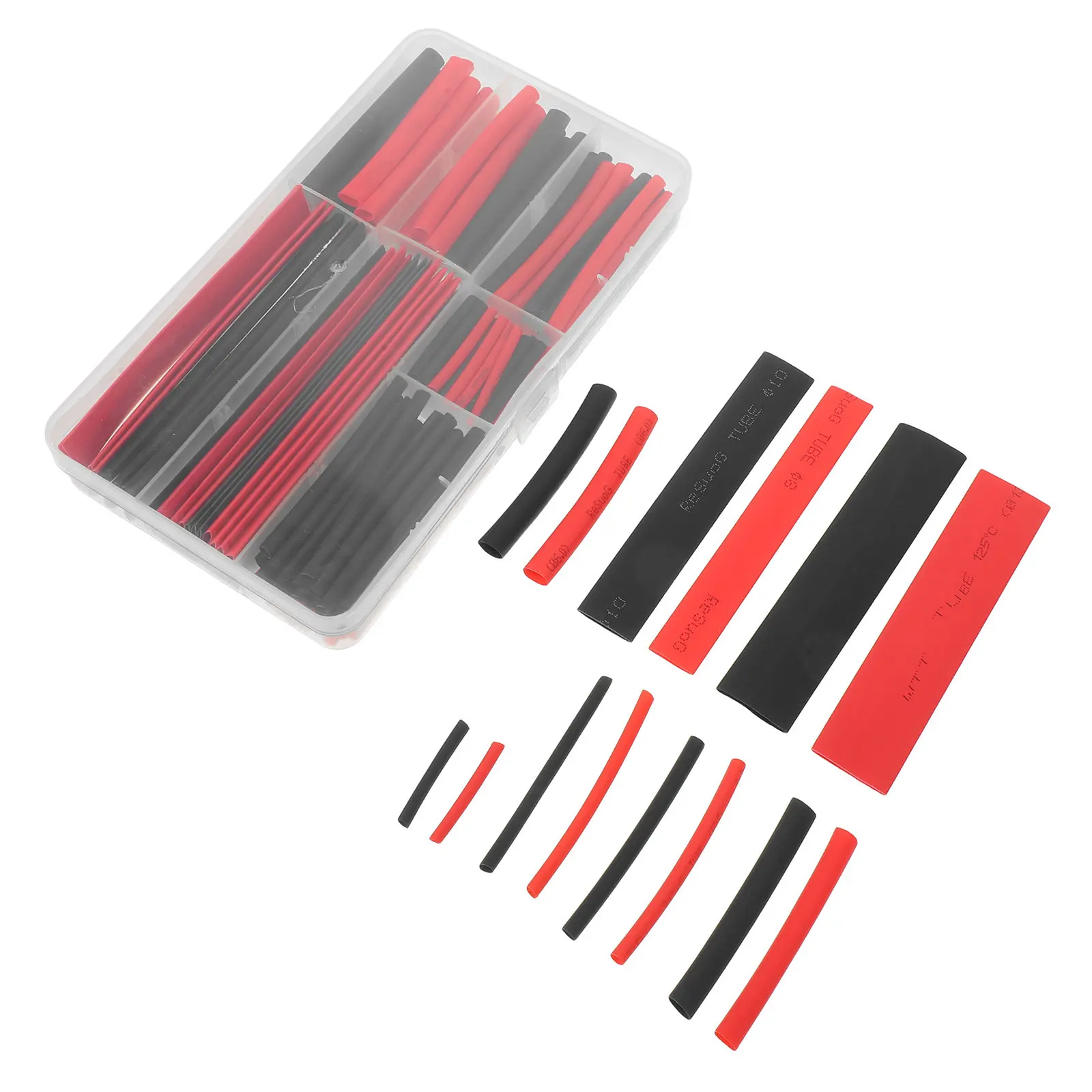 300Pcs Heat Shrink Tubing Black Red Polyolefin Electrical Wire Insulation Shrink Wrap Tubing Battery Cable Protection Sleeve Kit