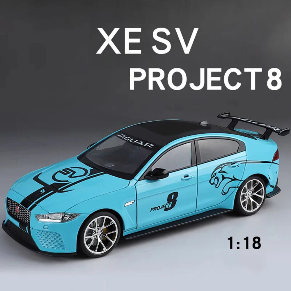 

1:18 Jaguar XE SV Project 8, игрушки, модели автомобилей, колеса, точеные, 6 дверей, открытый суперкар со световой музыкой, транспортные средства, лучшие подарки для детей