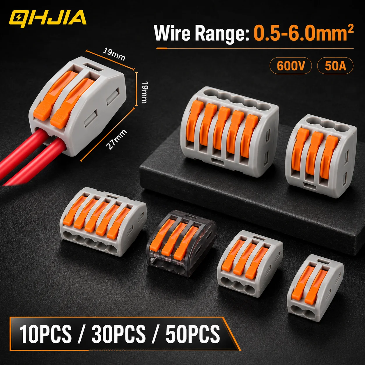 Universal Mini Cage Spring Wire Connector Electric Strip Compact Quick Wiring Conductors Push-in Terminal for Home Improvement