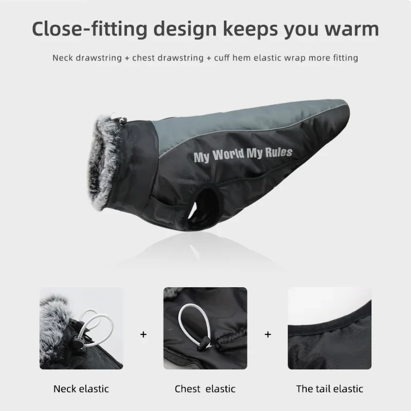 Clothes For Large Dogs Waterproof Big Dog Vest Jacket Autumn Winter Warm Fur Collar Pet Dog Coat For French Bulldog Wilma Dog