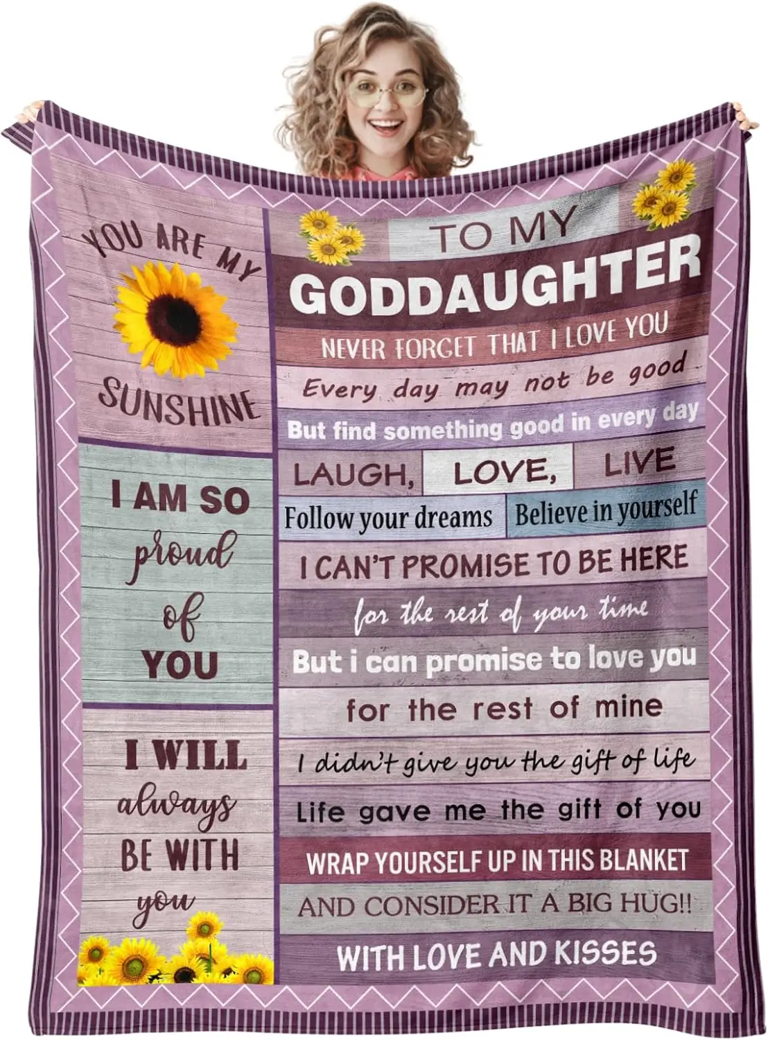 هدايا Goddaughter من العرابة العراب العرابة لهدايا المعمودية Godson للفتيات والأولاد بطانية هدايا أولى مقاس 60 بوصة × 50 بوصة