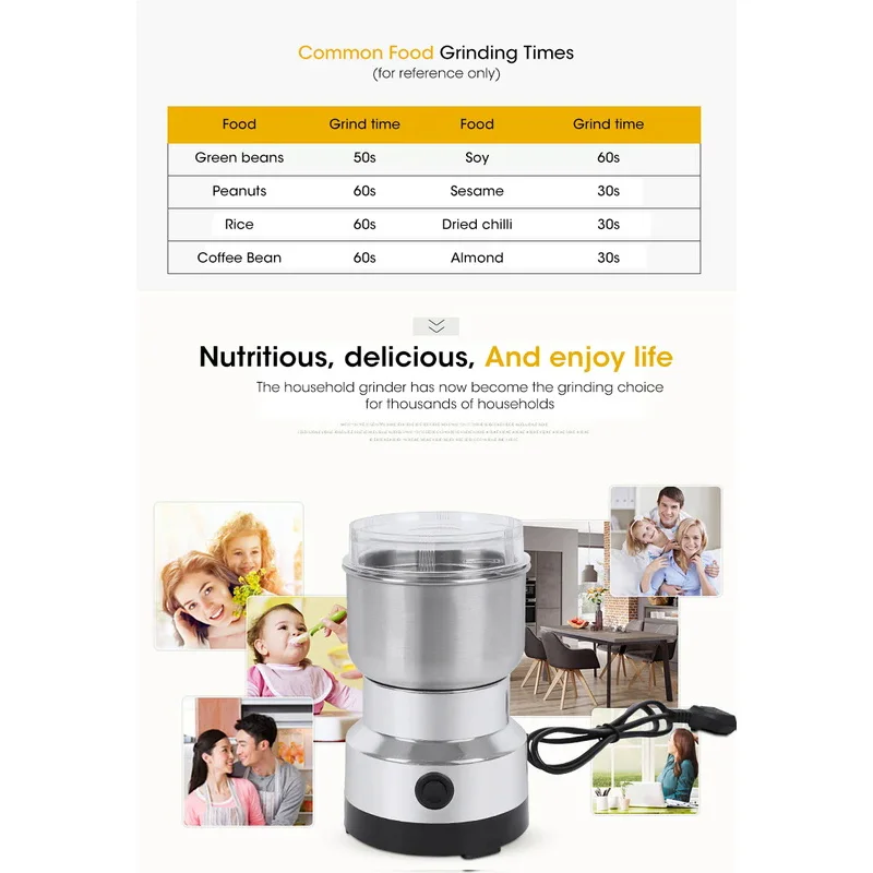 Mini Electric Grinder Household 300ml Ultrafine Baby Food Pulverizer Coffee Grinder Spice Pepper Grinder Grain Mill 4 Blade 220V