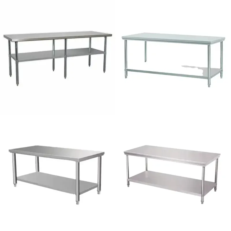 for Commercial Kitchen Double 304 Stainless Steel Workbench Industrial Dining Table
