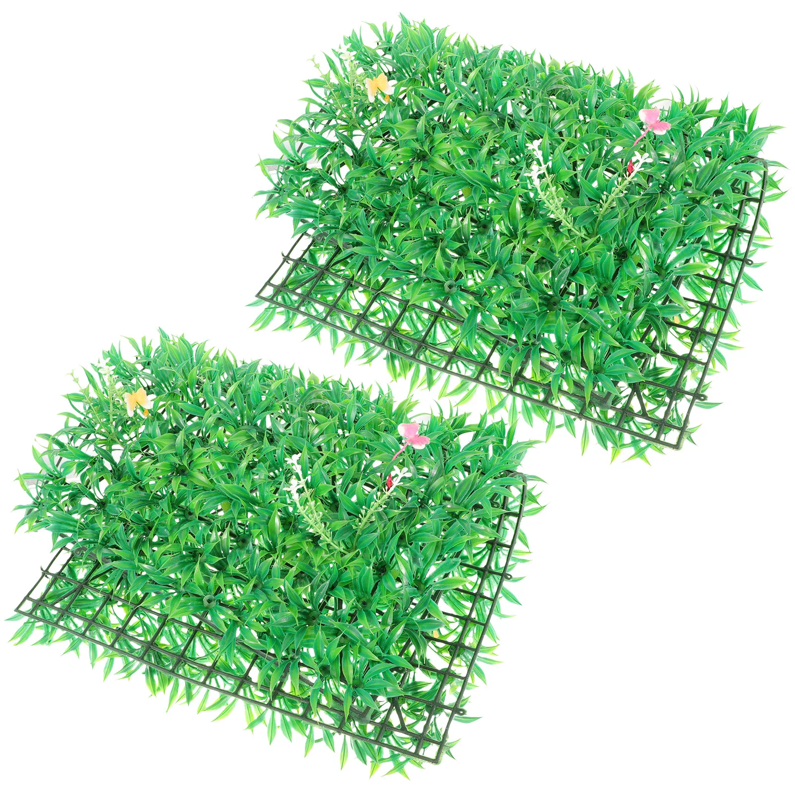 

2Pcs Simulated Grass Wall Decoration Artificial Leaves Plastic Fence Panel Background Lifelike Green Garden
