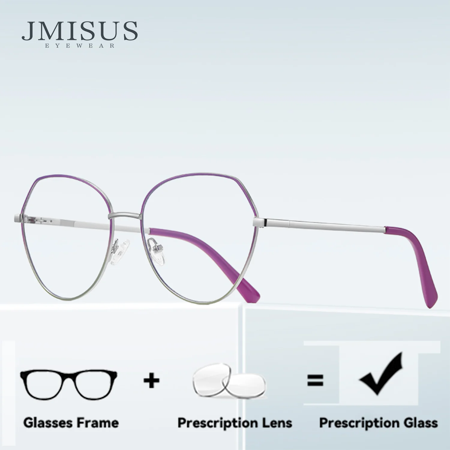 

JMISUS Minimalist Square Prescription Glasses Women Thin Metal Frame Lightweight Butterfly Optical Eyewear For All Day Wear