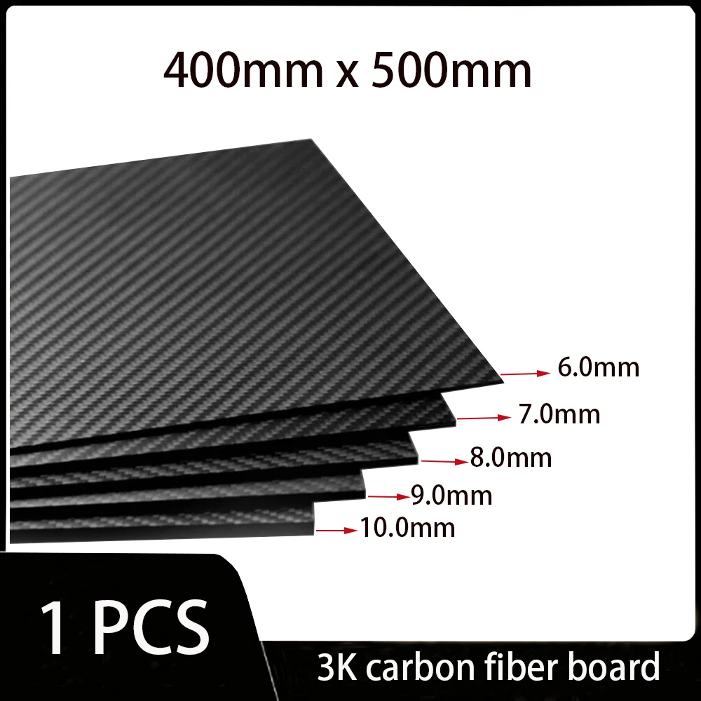 

1pcs 400x500mm Thickness 6mm-10mm 3K Carbon Fiber Plate Panel Sheets High Composite Hardness Material For RC